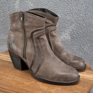 Born Women's Abby Gray Distressed Leather Ankle Boots Booties Suede Size 9 M